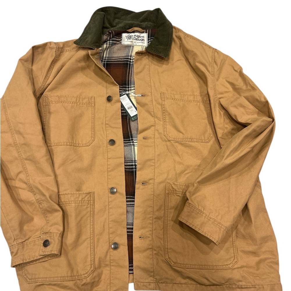 Alpine Design Mens Mad Chore Jacket Brown Khaki Organic Cotton XXL ADM24707